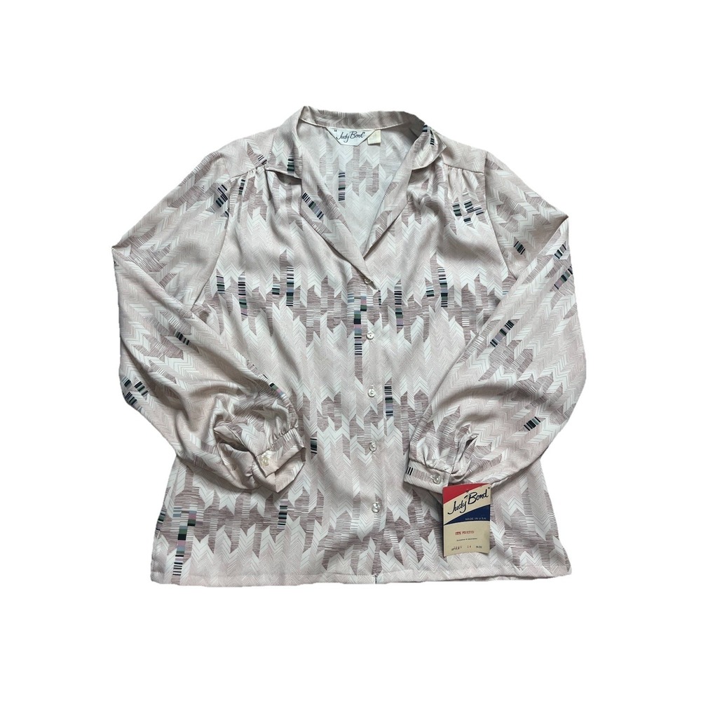 Vtg Judy Bond Button‎ Up Women's Blouse Size 14 NOS
